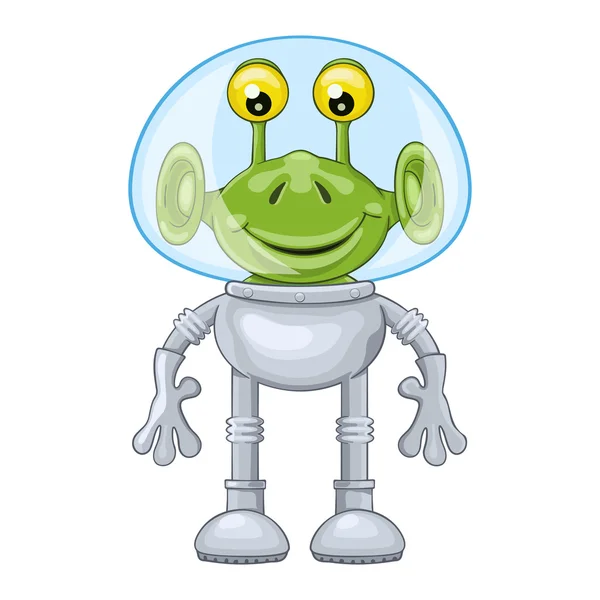 Funny cartoon alien in spacesuit