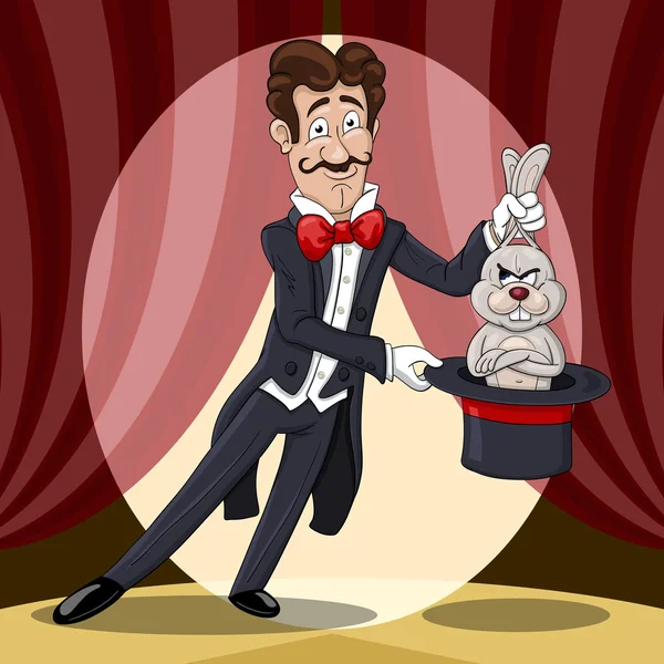 Magician and rabbit — Stock Vector