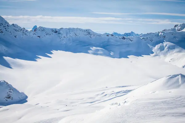 Vista Magnífica Das Montanhas Altas Poderosas Neve Elbrus Estância Esqui — Fotografia de Stock