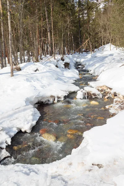 Mountain Clean Rocky River Baksan Rapids Winter Park Ski Resort — Stock Photo, Image