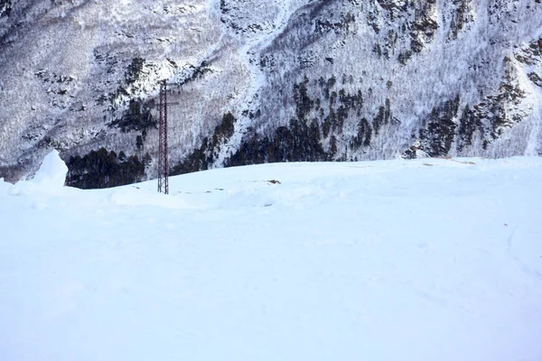 俄罗斯联邦卡巴尔迪诺 巴尔卡尔共和国Elbrus山滑雪胜地冬季雪地景观 — 图库照片
