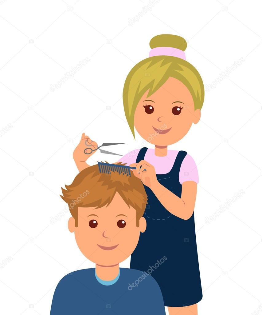 A Man Came Into The Barbershop To Get A Haircut Woman Hairdresser