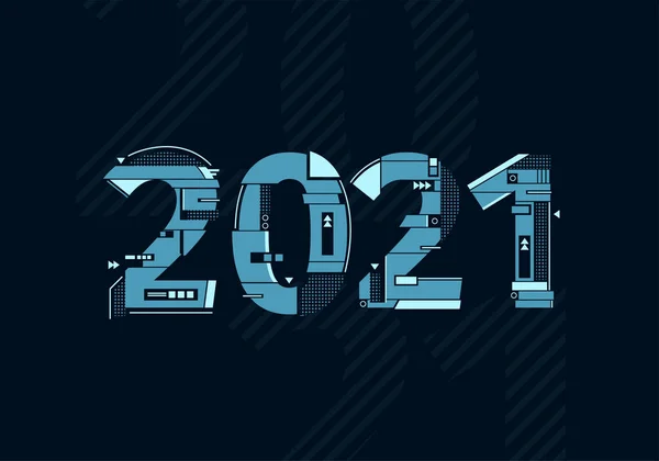 Plantilla futurista moderna para 2021. 2021 composición tecnológica. Concepto de tecnología empresarial. Ilustración vectorial. — Vector de stock