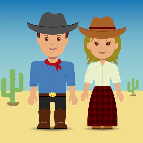 Vaquero y vaquera . — Vector de stock