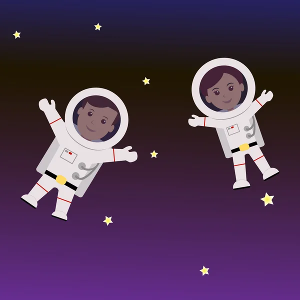 Mężczyzna i kobieta astronautów — Wektor stockowy