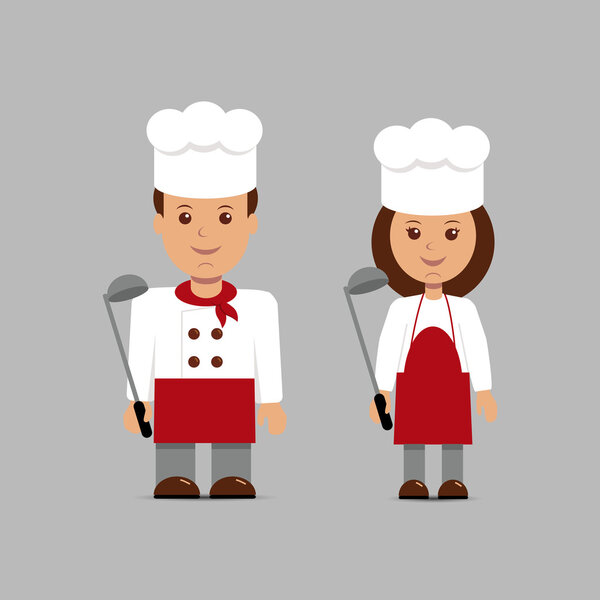 Мужчина и женщина в виде поваров
.