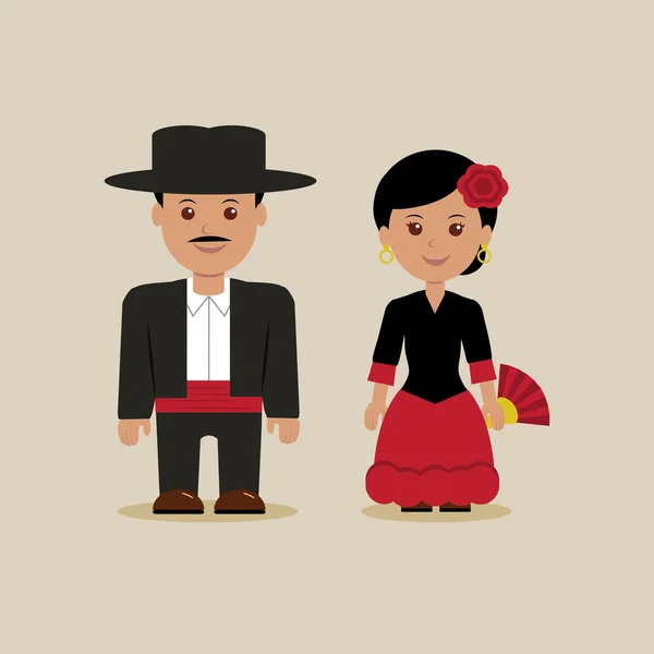 Erkek ve kadın İspanyol kostümleri