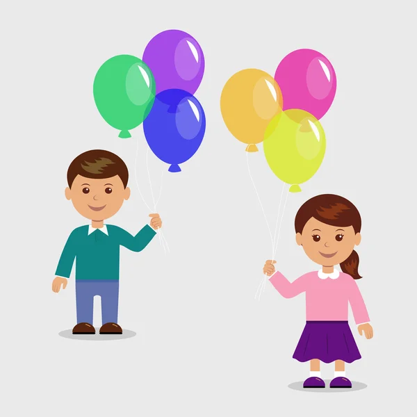 Chica feliz con globos — Vector de stock