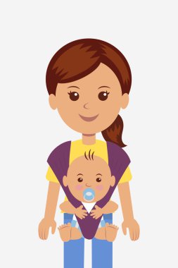 Genç anne ile bebeği bir askı içinde