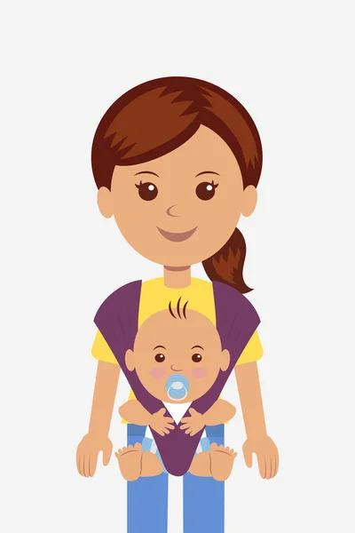 Young mother with her baby in a sling — Stock Vector