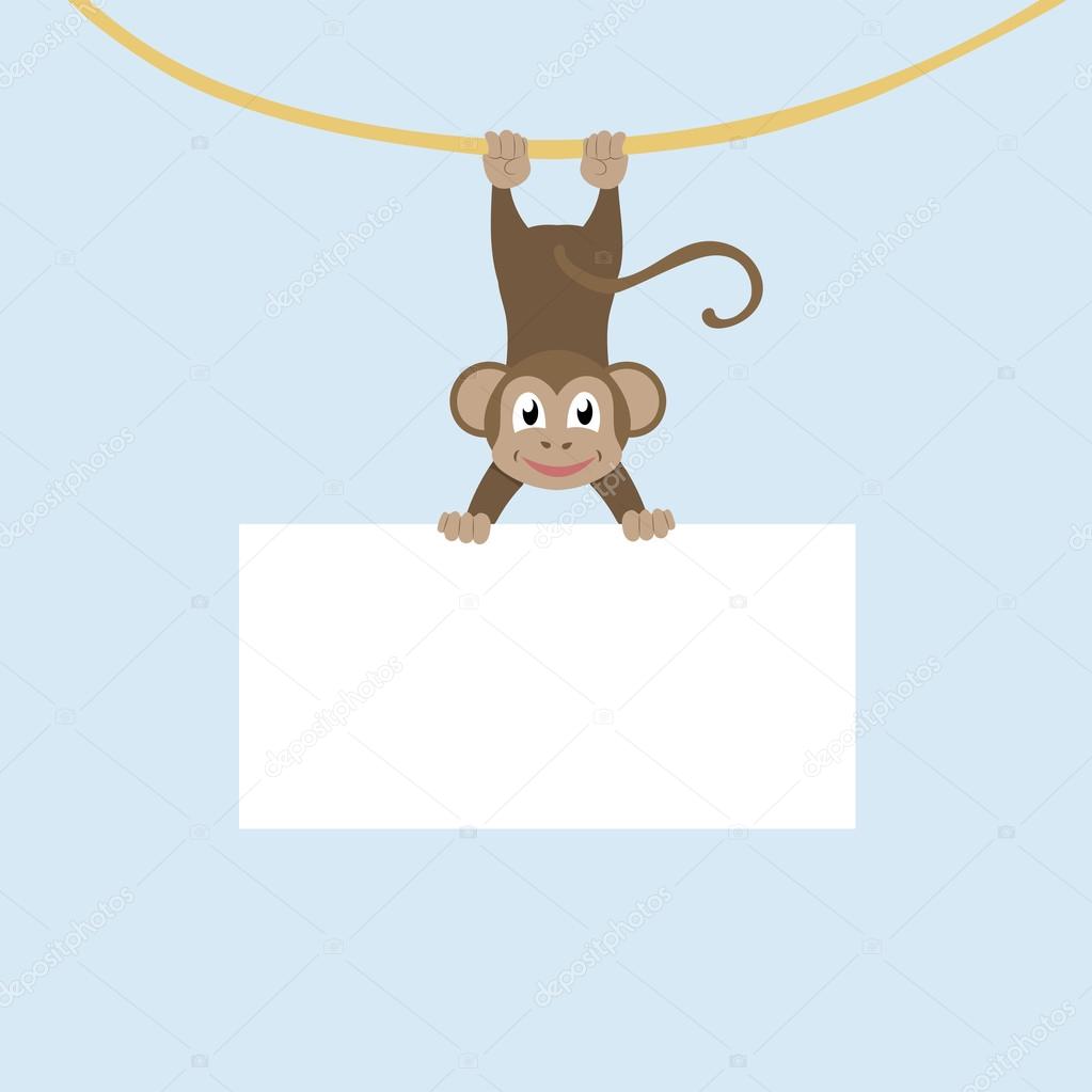 Cartoon monkey holding a sheet of paper on which to place text.