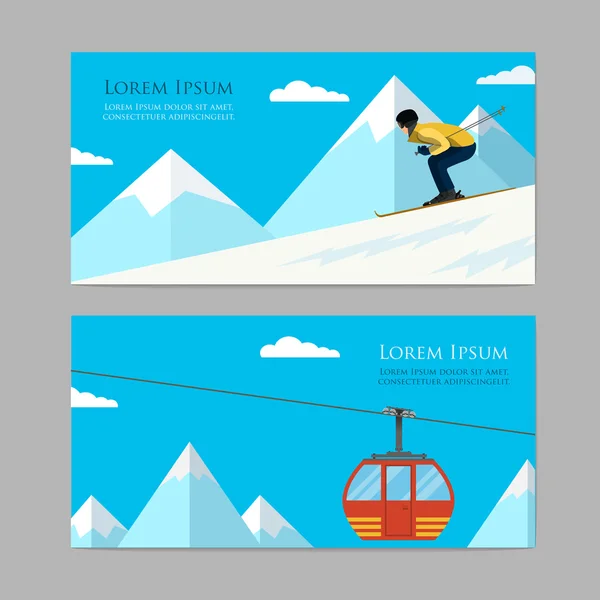 Konzept Skifahren Wintersport flach. — Stockvektor