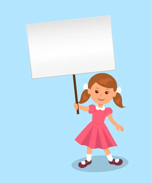 Aranyos lány rendelkezik egy posztert az üzenet — Stock Vector