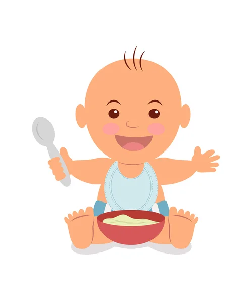 Boy with a bowl of porridge. — Stock Vector