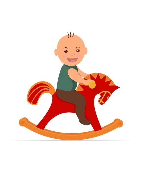 Kid swinging on a rocking horse. — Stock Vector