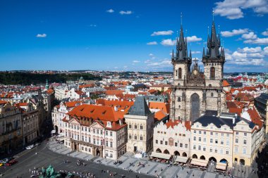 Cityscape of Old Town Square in Prague clipart
