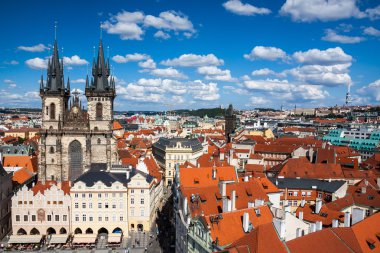 Cityscape of Old Town Square in Prague clipart