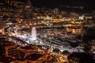 Monte Carlo manzarası, gece, Fransız Rivierası