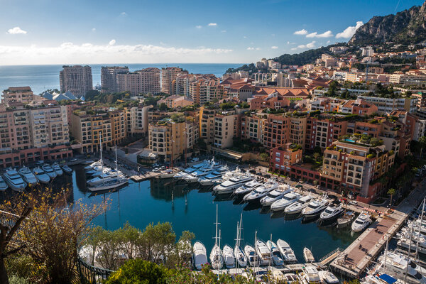Monte Carlo skyline in a sunny day. Monte Carlo officially refers to an administrative area of the Principality of Monaco, specifically the ward of Monte Carlo, where the Monte Carlo Casino is located.