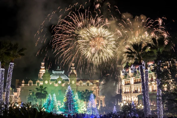 Monte carlo casino tijdens Nieuwjaar vieringen — Stockfoto