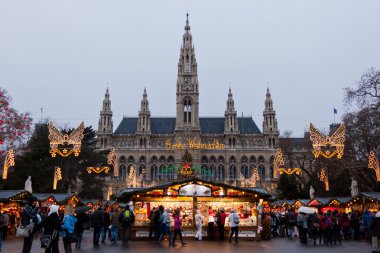 Viyana Belediye Binası olarak da adlandırılan rathaus Noel pazarı, wien
