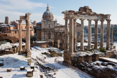 Roman Forum with snow. clipart