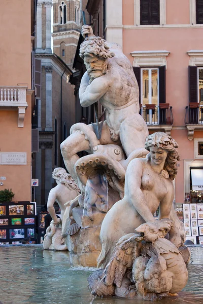 Συντριβάνι του Ποσειδώνα στην piazza navona, Ρώμη, Ιταλία — Φωτογραφία Αρχείου