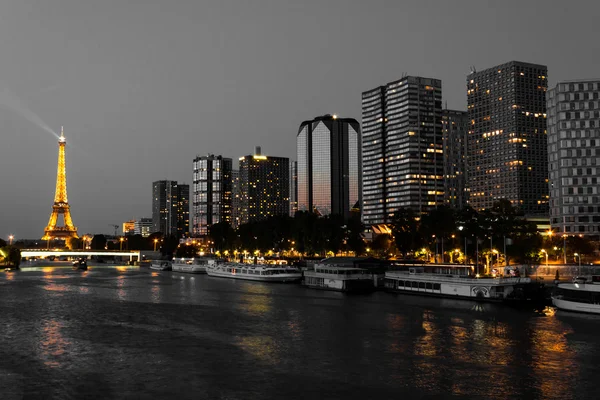 Paris at night, desaturated — Stock Photo, Image