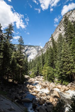Görünüm Yosemite Park Merced River iz, Kaliforniya, ABD