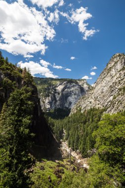 Görünümü, Yosemite Milli Parkı sis iz ve John Muir iz, Kaliforniya, ABD.