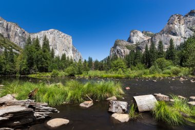 Classic view of Yosemite Valley in Yosemite National Park, California, USA. clipart