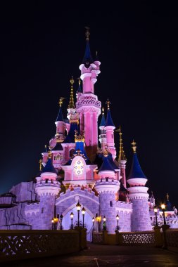 Disneyland Paris Castle at night, Paris, France clipart