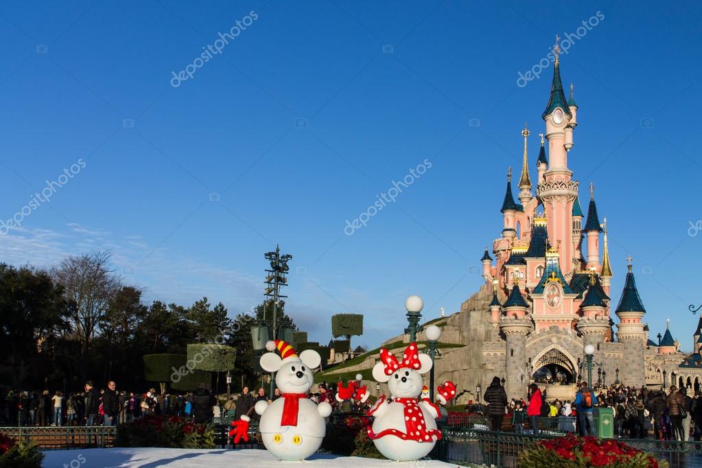 Disneyland Paris Castle during Christmas Celebrations Stock Editorial