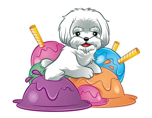 Štěně psa v zmrzlina — Stockový vektor
