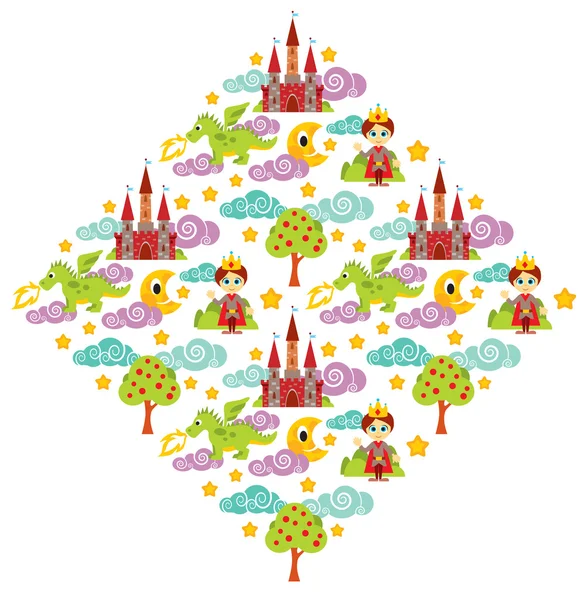 Prens, ejderha deseni illüstrasyon