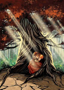 Ağaçta uyuyan kız 