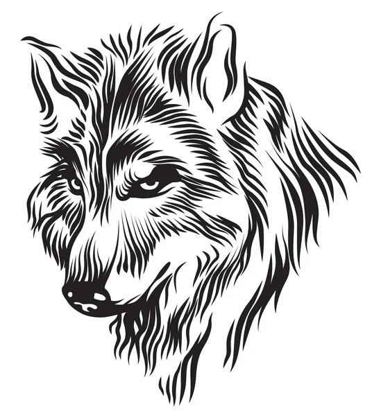 Чорно-білий вовк голова — стоковий вектор