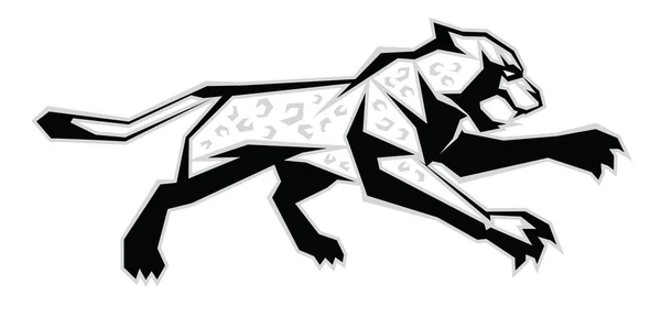 Jaguar negro, blanco, gris — Vector de stock