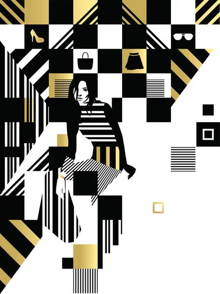 Siyah Beyaz moda kare