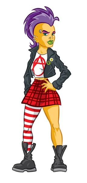 Chica punk adolescente — Vector de stock