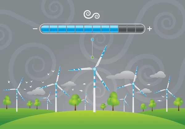 Eco molinos de viento de carga de energía — Vector de stock