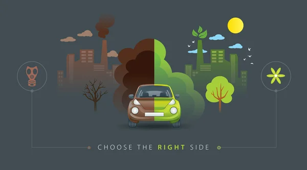 Yeşil ve kahverengi yarım araba