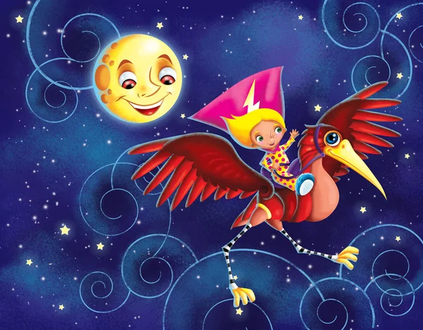 Küçük kız sürme mekanik kuş