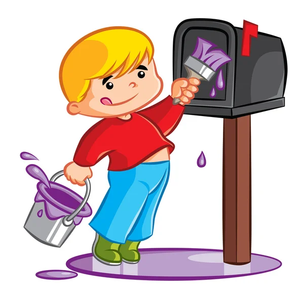 Genç çocuk boyama posta kutusu — Stok Vektör