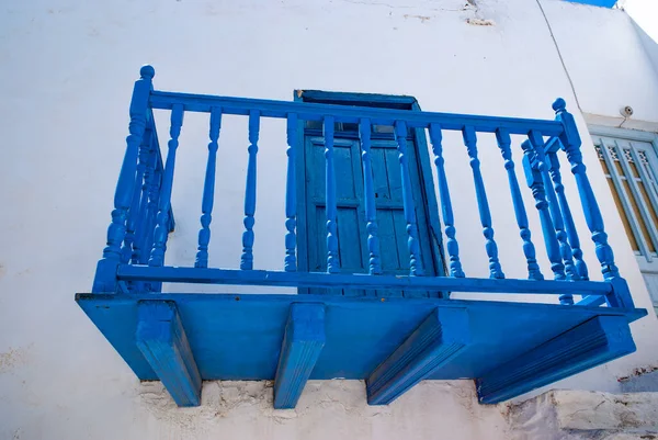 Griekenland Het Eiland Antiparos Uitzicht Een Traditioneel Balkon Een Typisch — Stockfoto