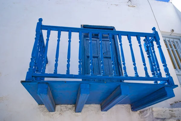 Antiparos Eiland Griekenland Blauw Balkon Het Hart Van Oude Stad — Stockfoto