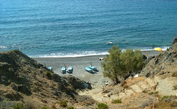 Isla Telendos Grecia Hermosa Pequeña Playa Remota Una Cala Aislada — Foto de Stock