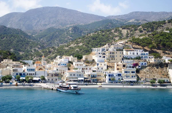 Karpathos Grecia Agosto 2014 Puerto Escénico Diafani Hermosa Vista Del — Foto de Stock