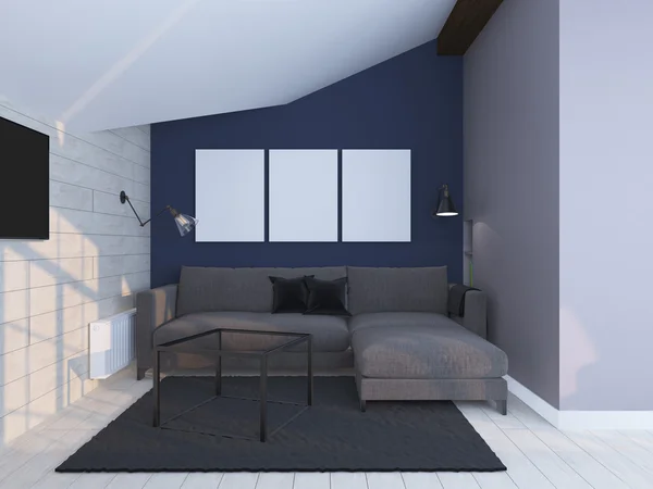 Light coloured modern interior. 3d render — Stock Photo, Image
