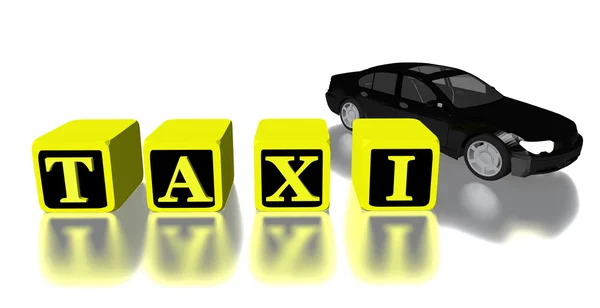 3D taxi car and logo isolated in white — Stock Photo, Image